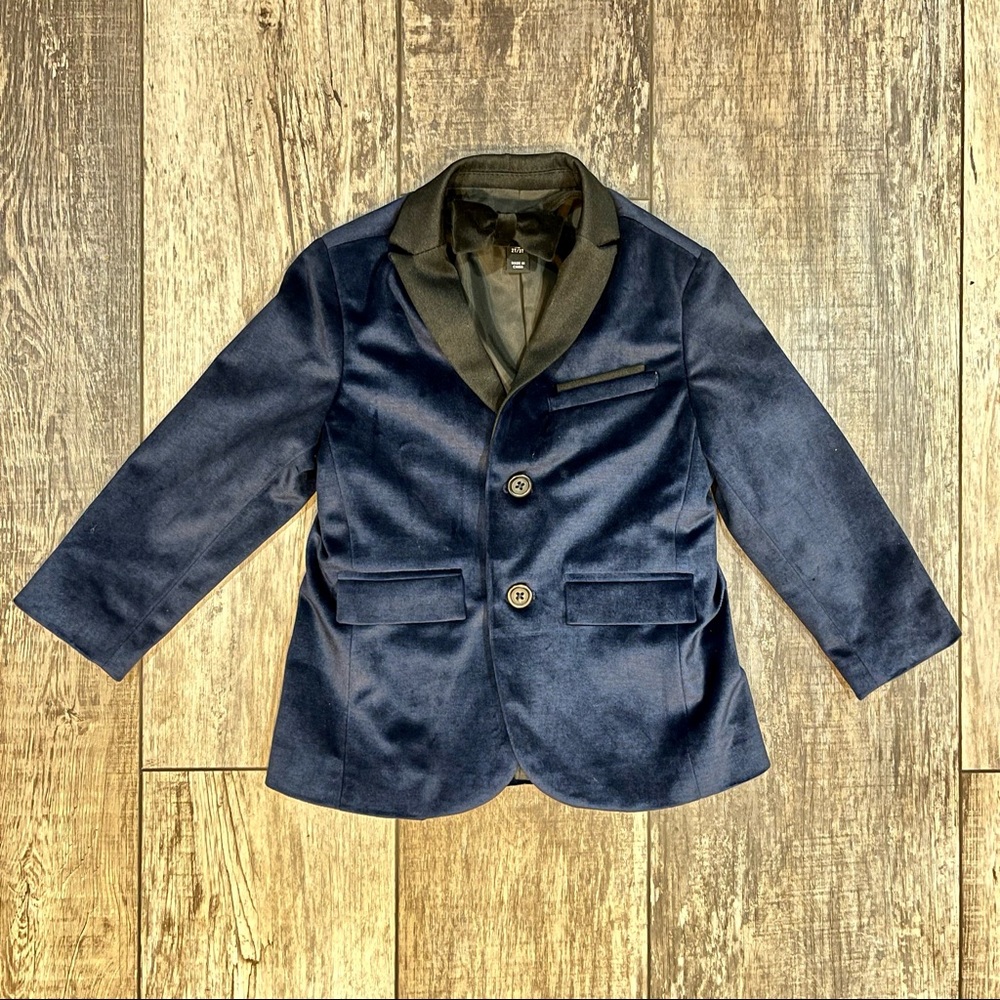 INC Blue Velvet Toddler Jacket 2T/3T w/ Bow Tie